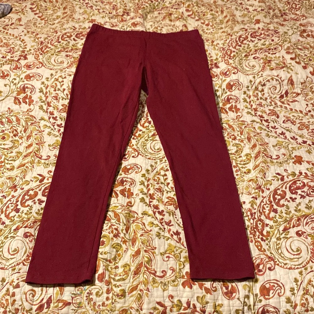 Girls leggings: Tag is really faded; 3 black 1 burgundy